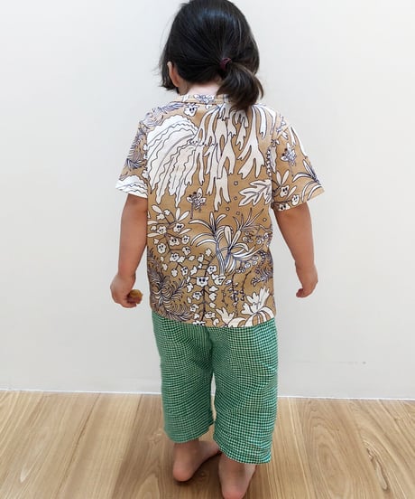 植物プリントキッズTシャツ (beige)