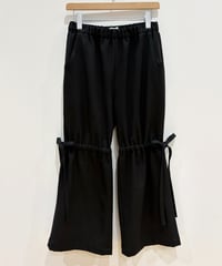 リボンギャザーフレアパンツ (black)（先行予約）