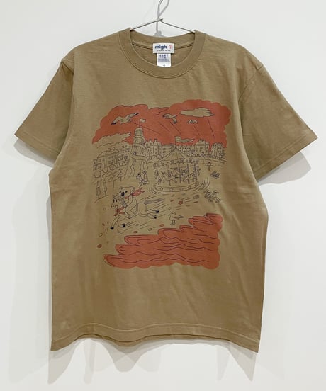 海辺の遊園地Tシャツ (khaki)