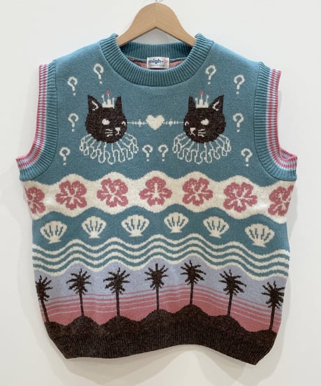 値下】might-T by Kumiko Watari 飛ぶネコのセーター 