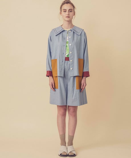 <SAMPLE SALE> カラーブロックショートパンツ (blue)