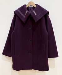 本の刺繍ウールコート (burgundy)（先行予約）