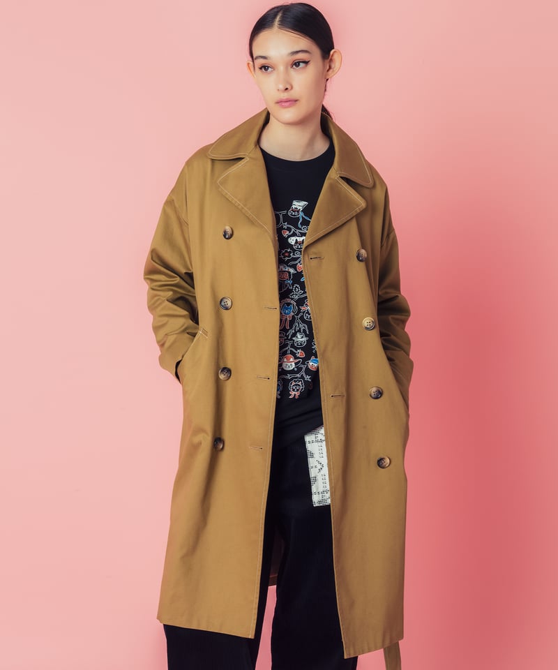 ネコ♡ベルトトレンチコート (khaki) | migh-T by Kumiko Watari ネコ♡ベルトトレンチコート (khaki) | migh-T by Kumiko Watari