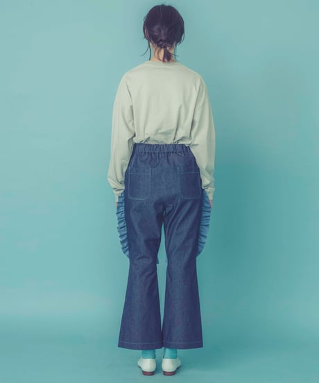 エプロンデニムパンツ (blue)