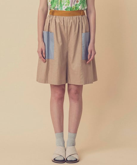 <SAMPLE SALE> カラーブロックショートパンツ (beige)