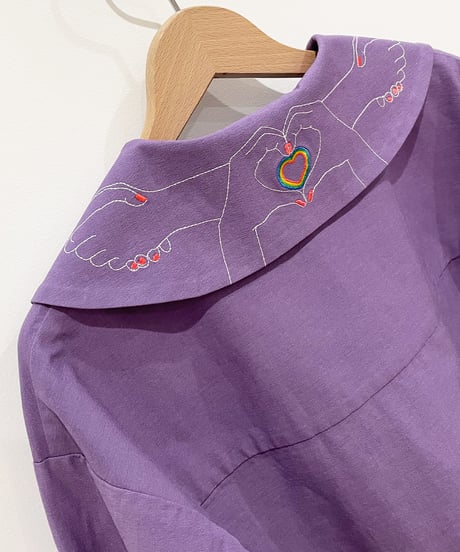ハートサイン刺繍えりジャケット (purple)