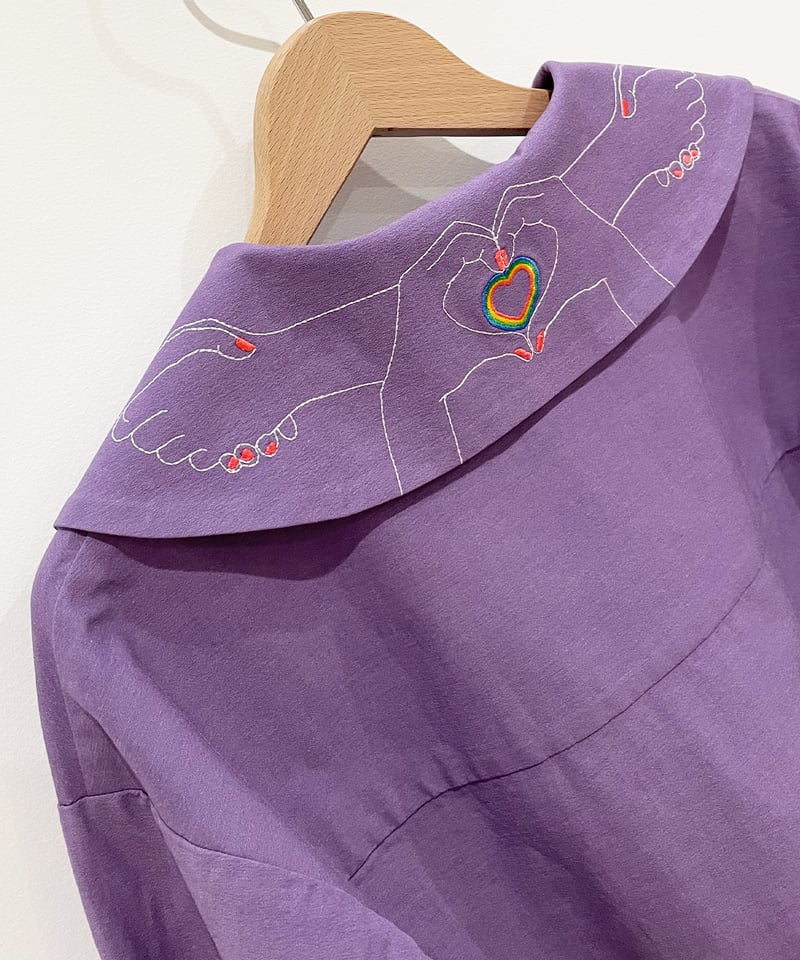 ハートサイン刺繍えりジャケット (purple) | migh-T by Kumiko Watari