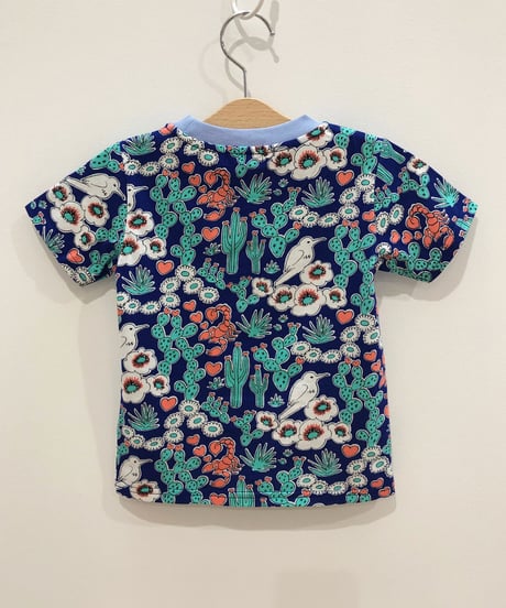 サボテンプリントキッズTシャツ (blue)