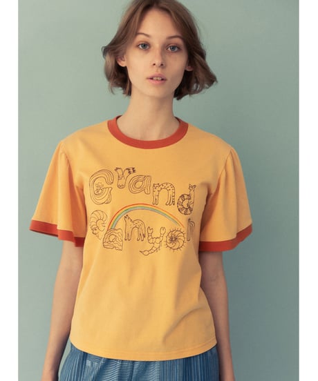 グランドキャニオンの生き物ロゴ刺繍Tシャツ (peach yellow)
