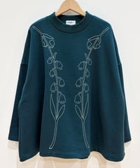 スズラン刺繍スウェットチュニック (green)（先行予約）