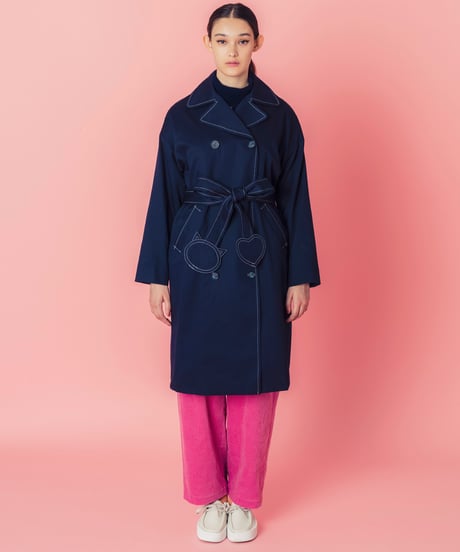 ネコ♡ベルトトレンチコート (navy)