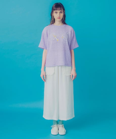 マーメイドシェル刺繍Tシャツ (lavender)