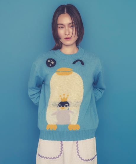 ペンギン親子のセーター (blue)