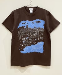 海辺の遊園地Tシャツ (dark brown)