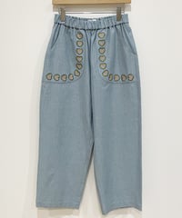 レインボーハート刺繍パンツ (light blue)