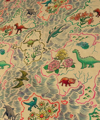 恐竜地図綿サテンファブリック (beige) 10cm単位