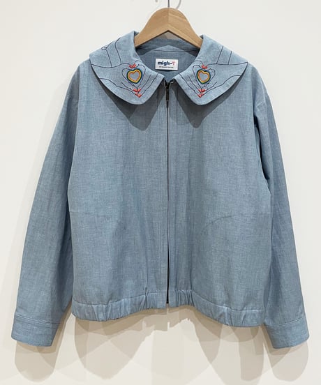 ハートサイン刺繍えりジャケット (light blue)