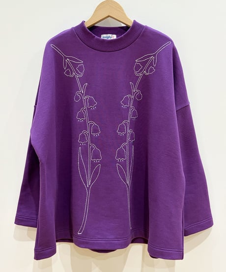 スズラン刺繍スウェットチュニック (purple)（先行予約）