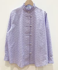 ハートボタンカンフーブラウス（刺繍） (lavender)