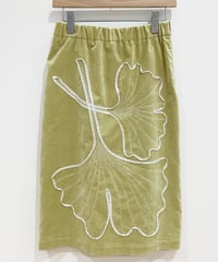 <SAMPLE SALE> イチョウ刺繍別珍スカート (light green)
