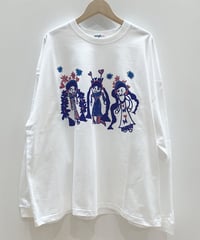 トリオ長袖オーバーサイズTシャツ (white x black)