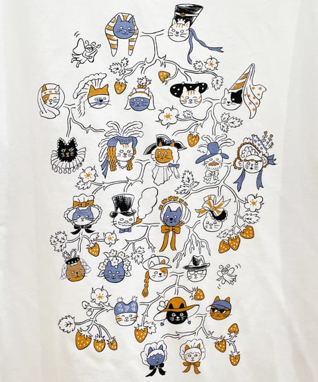 Cat Family Tree 半袖Tシャツ (white)