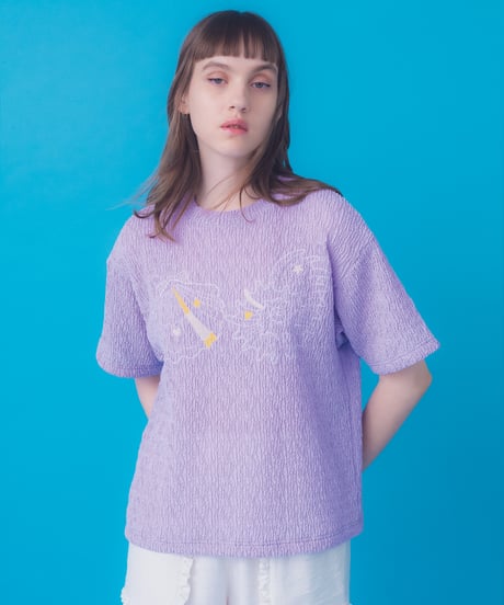 マーメイドシェル刺繍Tシャツ (lavender)
