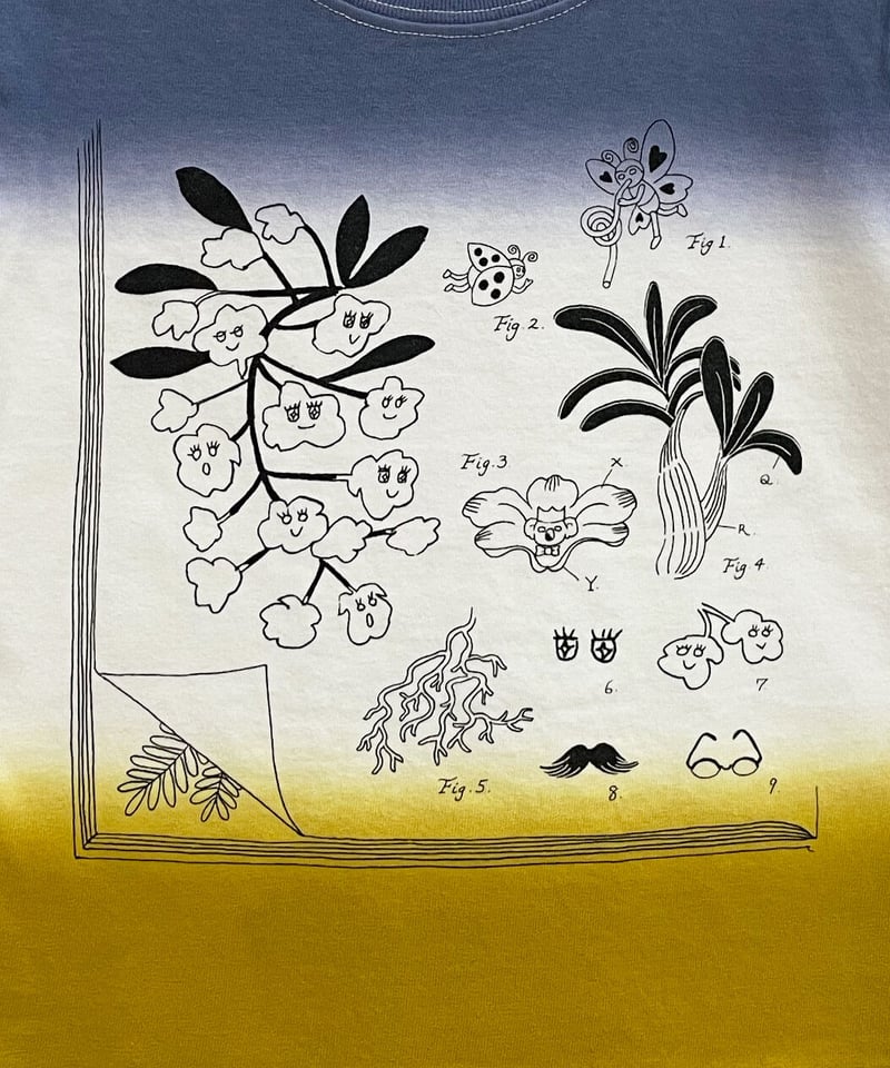 植物図鑑の段染めキッズTシャツ (blue) | migh-T by Kumiko Watari