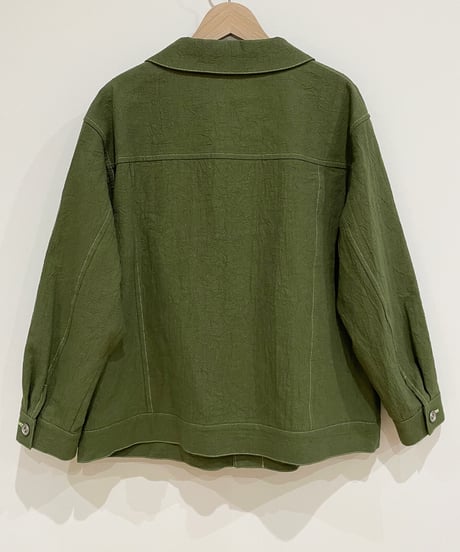 ハート切手刺繍ジャケット (olive)