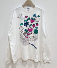 フルーツバスケットのオーバーサイズ長袖Tシャツ (white)