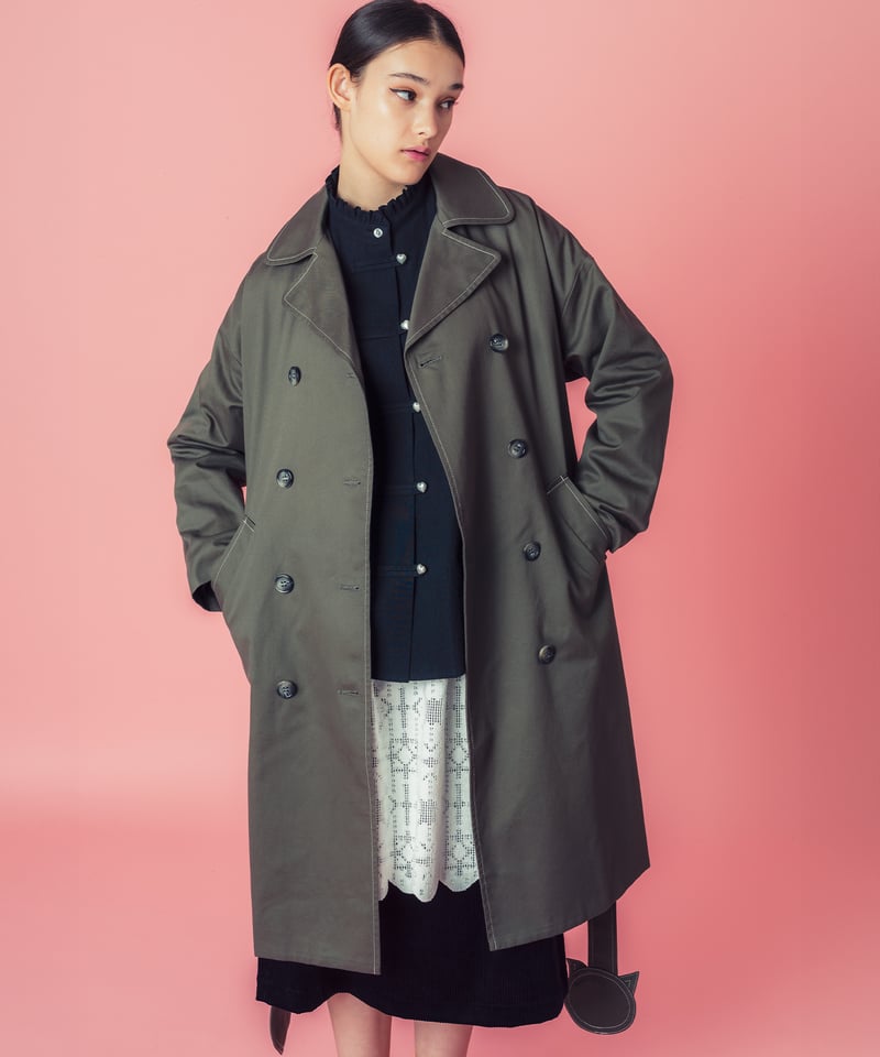 ネコ♡ベルトトレンチコート (dark olive) | migh-T by Kumiko W