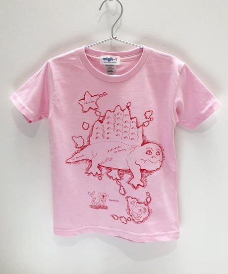 ディメトロドン大陸のキッズTシャツ (pink)