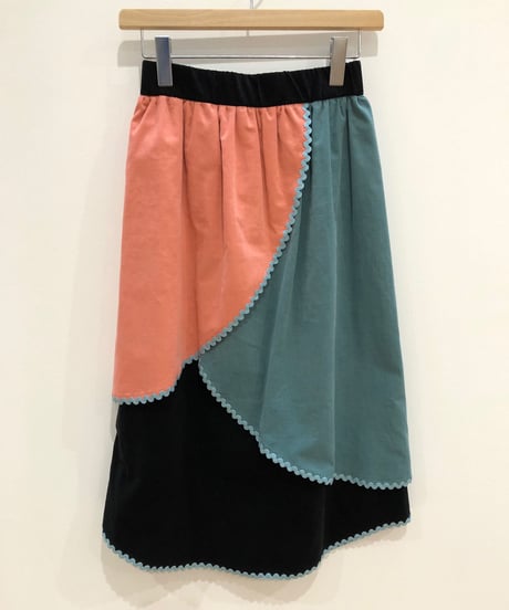 シャツコールレイヤードスカート(black)