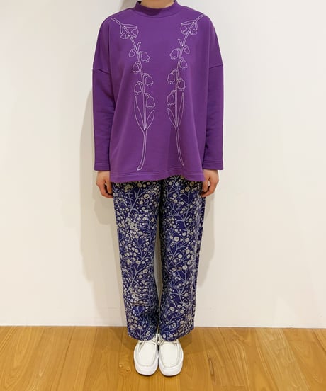 スズラン刺繍スウェットチュニック (purple)（先行予約）