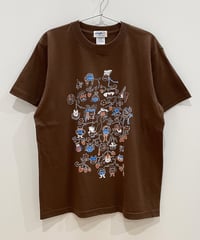 Cat Family Tree 半袖Tシャツ (brown)