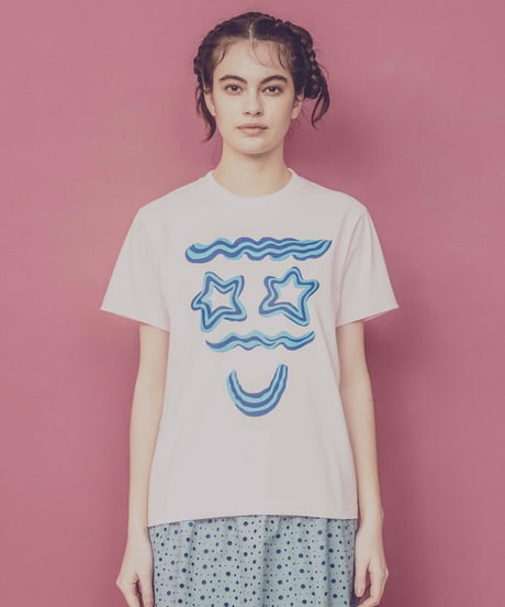 クリームフェイスTシャツ (pink)