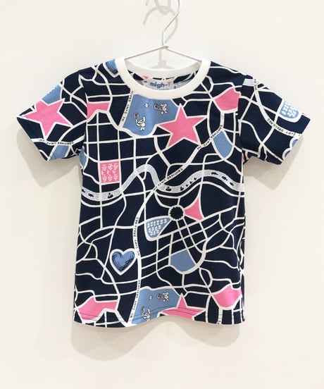 街路図キッズTシャツ (navy)