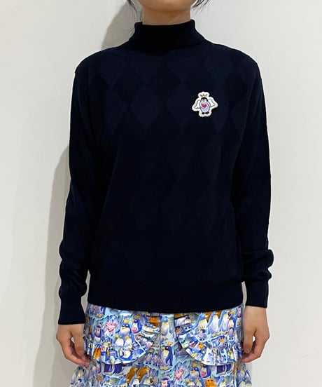 ダイヤ柄ホールガーメントセーター (navy)