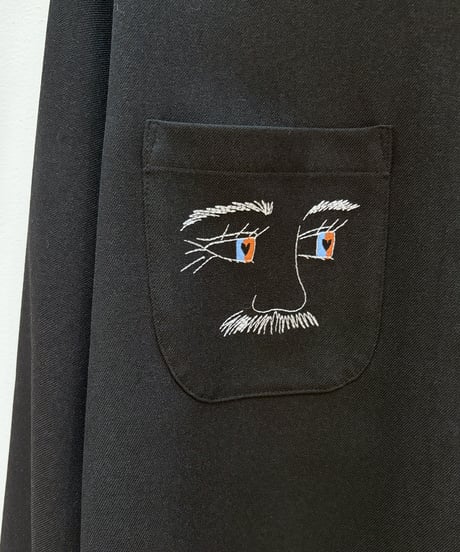 フェイス刺繍シャツ (black)（先行予約）