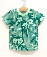 カンナの花キッズTシャツ (green)