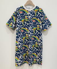 Yesリボンプリントカットソーワンピース (navy)