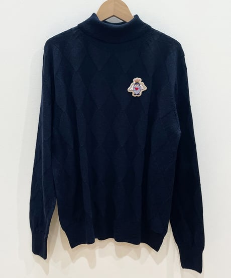 ダイヤ柄ホールガーメントセーター (navy)