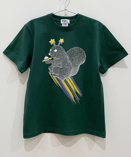 宇宙のリスTシャツ (dark green)