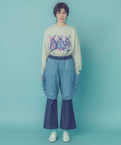 エプロンデニムパンツ (blue)