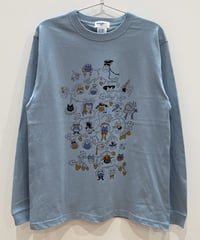 Cat Family Tree 長袖Tシャツ (smoky blue)