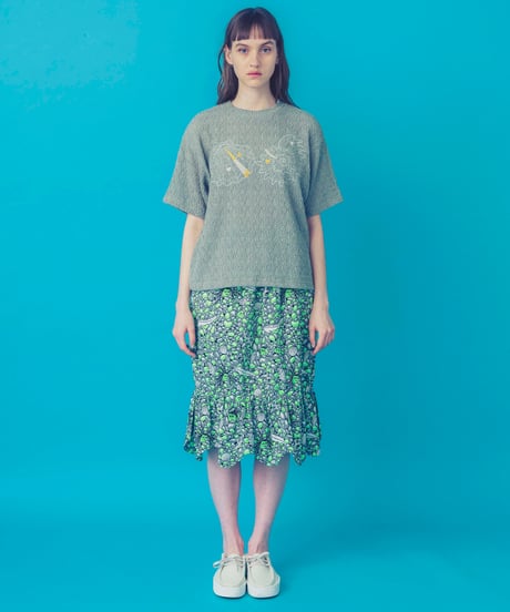 マーメイドシェル刺繍Tシャツ (sage green)