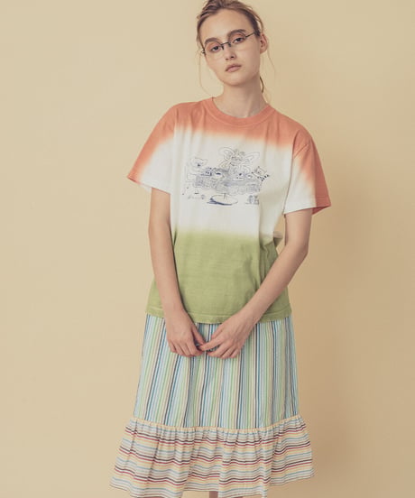 ティータイムの段染めTシャツ (coral)