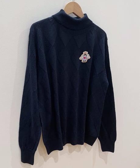 ダイヤ柄ホールガーメントセーター (navy)