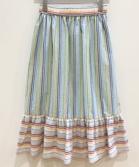 <SAMPLE SALE> レインボーストライプのギャザースカート(blue x white)