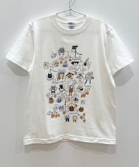 Cat Family Tree 半袖Tシャツ (cream)